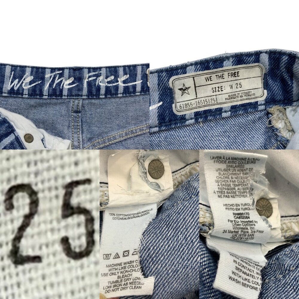 Free People Blue & White Striped Wide Leg Jeans - Picture 5 of 12